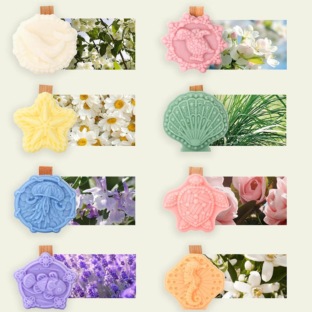 AMALEE Meeresbrise Duftkerzen 8er Set – Sojawachs mit Holzdocht, langanhaltend, maritimes Wohnaccessoire & Geschenk