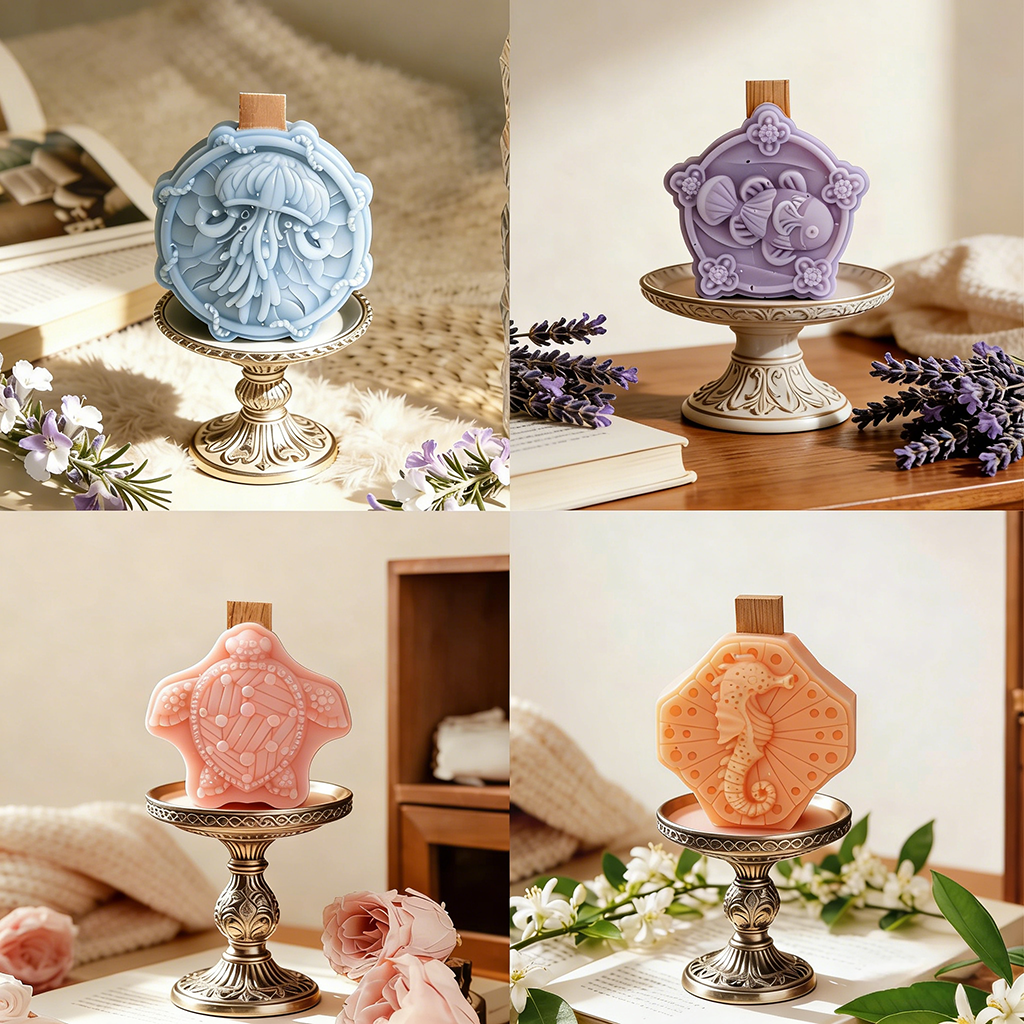 AMALEE Meeresbrise Duftkerzen 8er Set – Sojawachs mit Holzdocht, langanhaltend, maritimes Wohnaccessoire & Geschenk